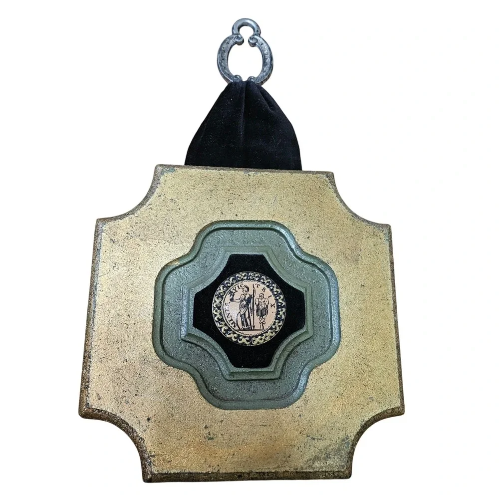 Jaru‎ Wall Plaque Roman Minerva Medallion Gold Green Vintage Art Decor 12in